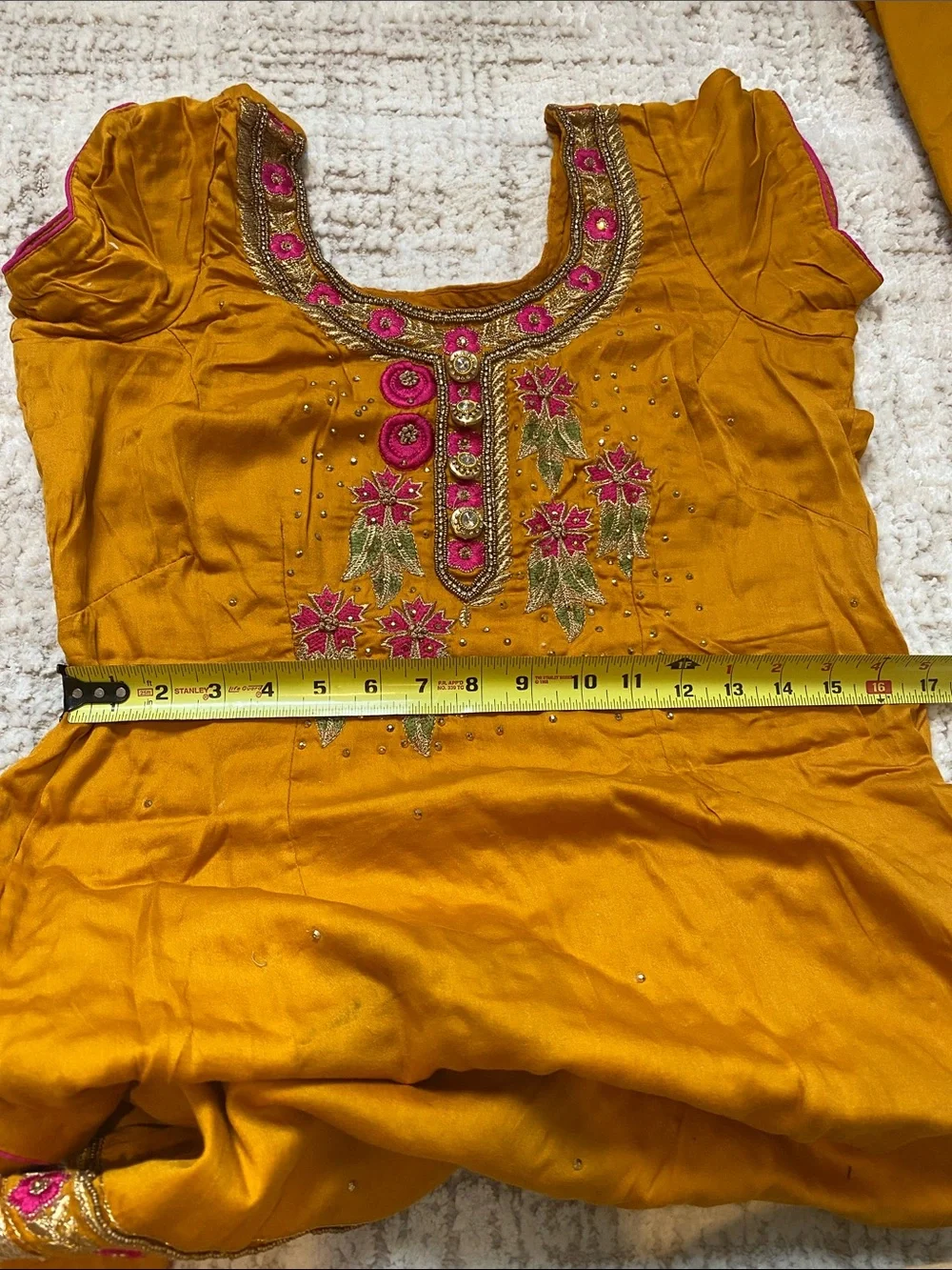 Mustard Embroidered  Women's Cotton Salwar suit with Duptta